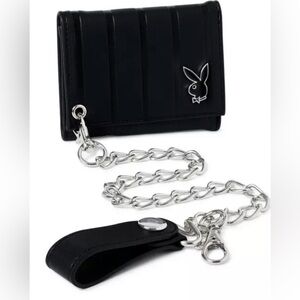 PLAYBOY Black Wallet with Silver Chain- NWT